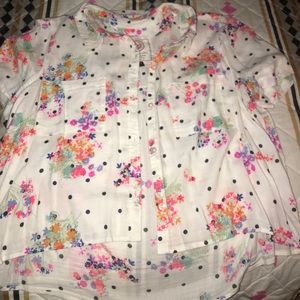 Flower/ Polkadot button down Top